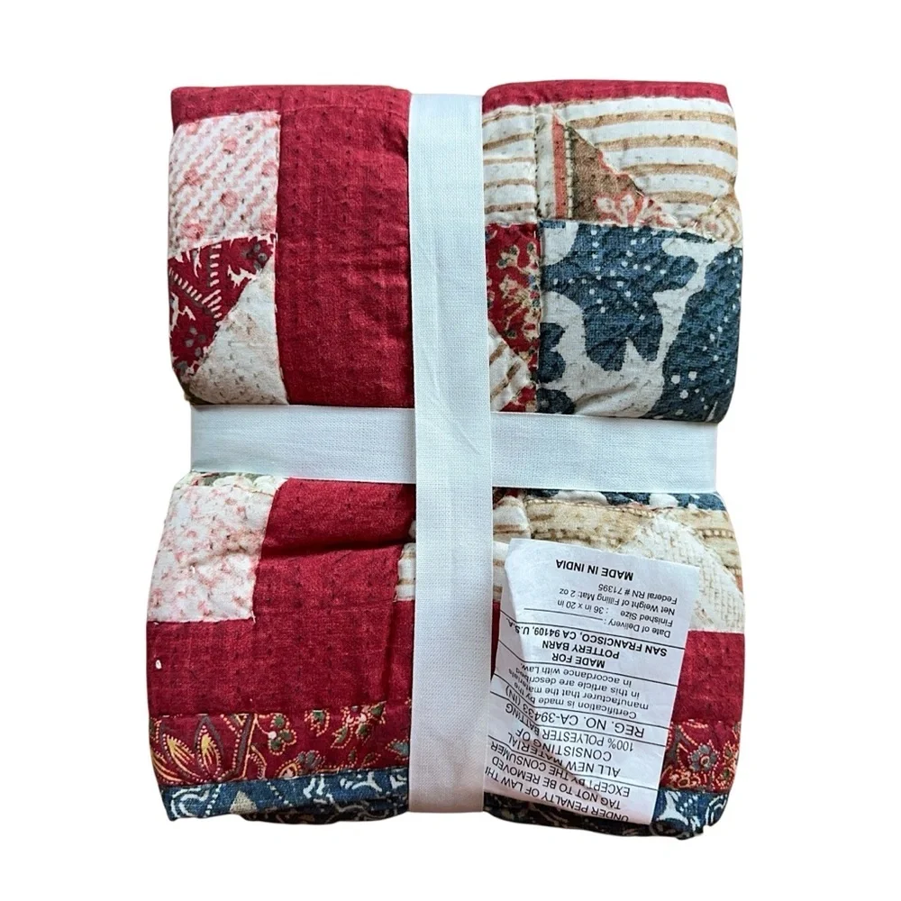 NWT | POTTERY BARN KING SIZE EMERSON HAND QUILTED COTTON REVERSIBLE SHAM